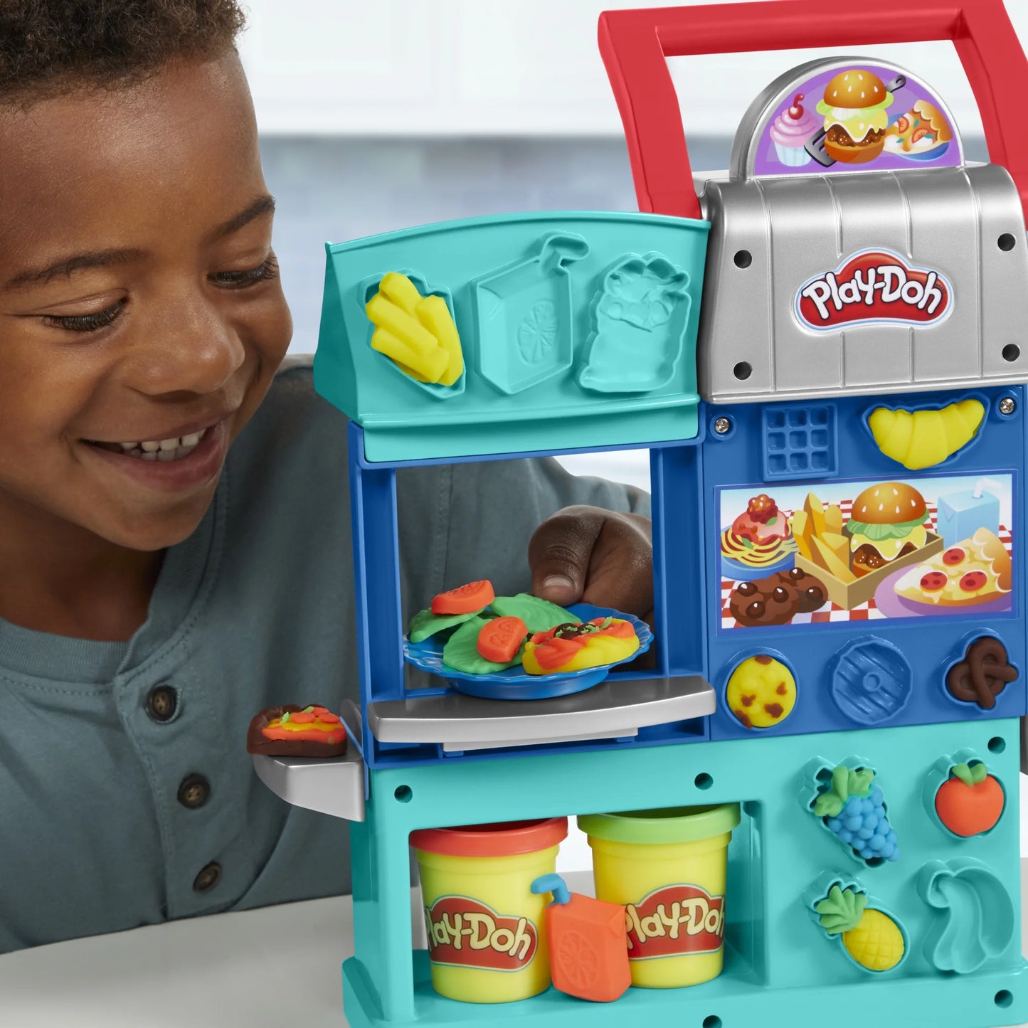 Play-Doh Kitchen Creations Busy Chef's Restaurant Playset, 2-Sided Kitchen Playset